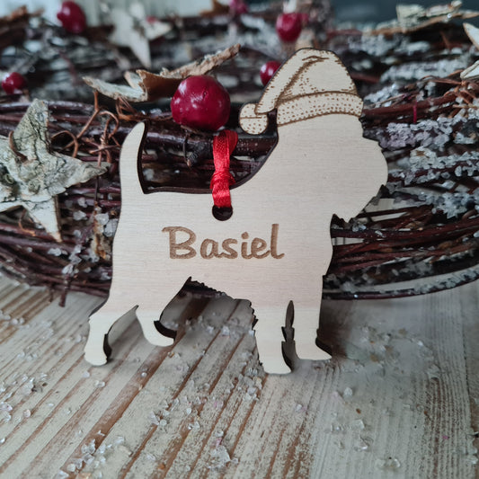 Brusselse Griffon kersthanger – gepersonaliseerd kerstboomornament met naam