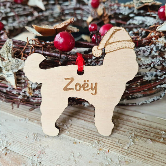 Australische Labradoodle kersthanger – gepersonaliseerd kerstboomornament met naam
