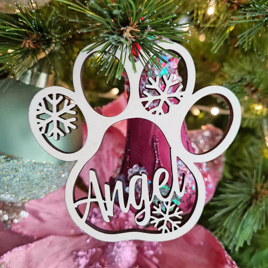 Hondenpoot kersthanger – gepersonaliseerd kerstboomornament met naam