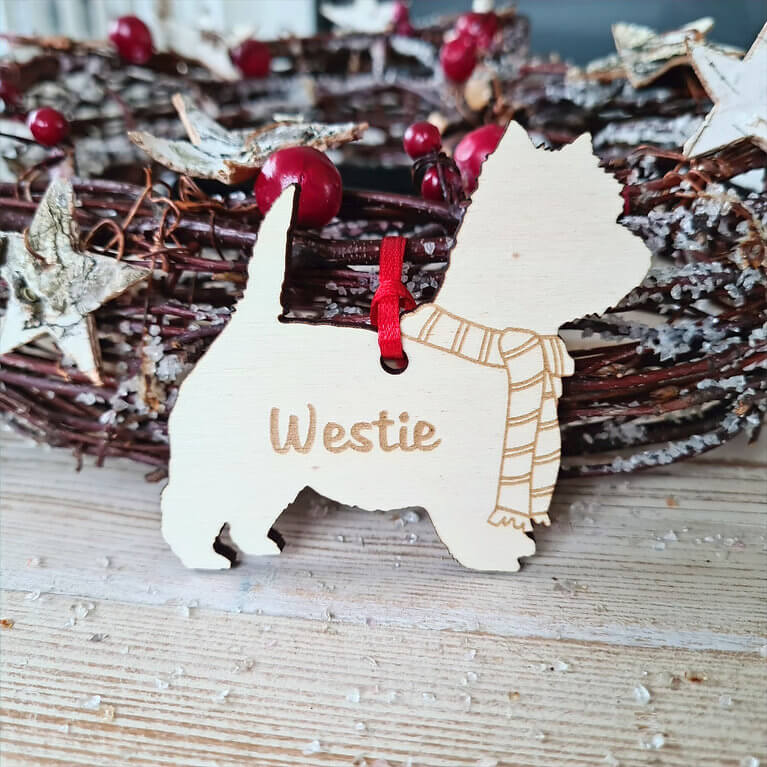 Gepersonaliseerde Westie Kersthanger