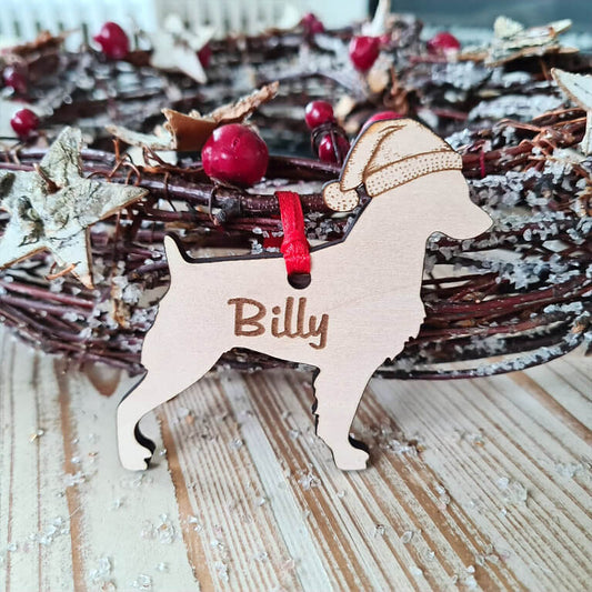 Bretoense Spaniël kersthanger – gepersonaliseerd kerstboomornament met naam