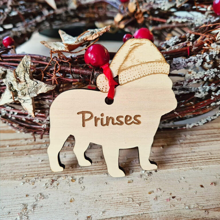 Gepersonaliseerde Engelse Bulldog Kersthanger