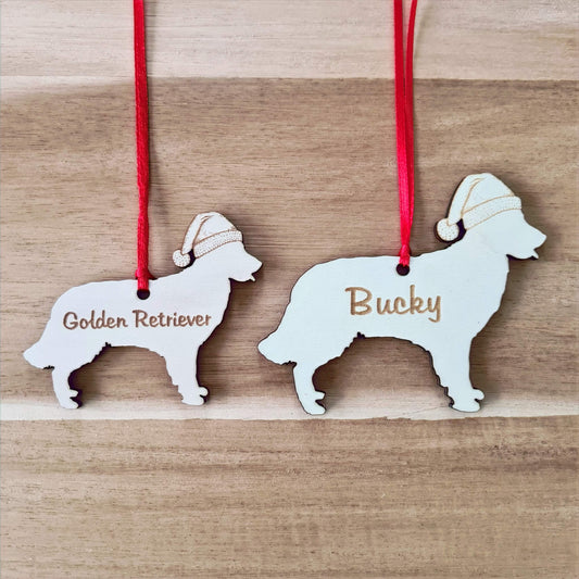 Golden Retriever kersthanger – gepersonaliseerd kerstboomornament met naam
