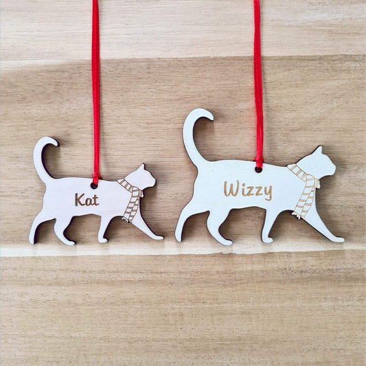 Kat kersthanger – gepersonaliseerd kerstboomornament met naam