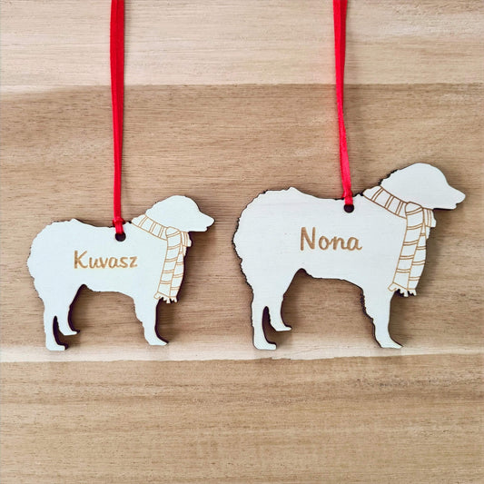 Kuvasz kersthanger – gepersonaliseerd kerstboomornament met naam