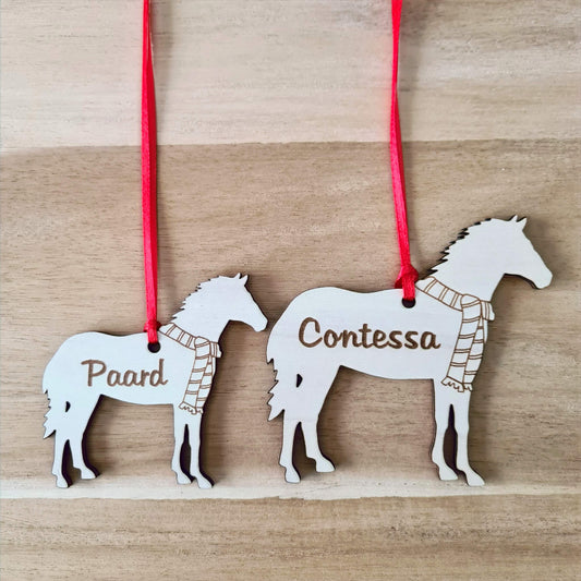 Paard kersthanger – gepersonaliseerd kerstboomornament met naam