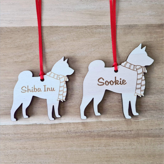 Shiba Inu kersthanger – gepersonaliseerd kerstboomornament met naam