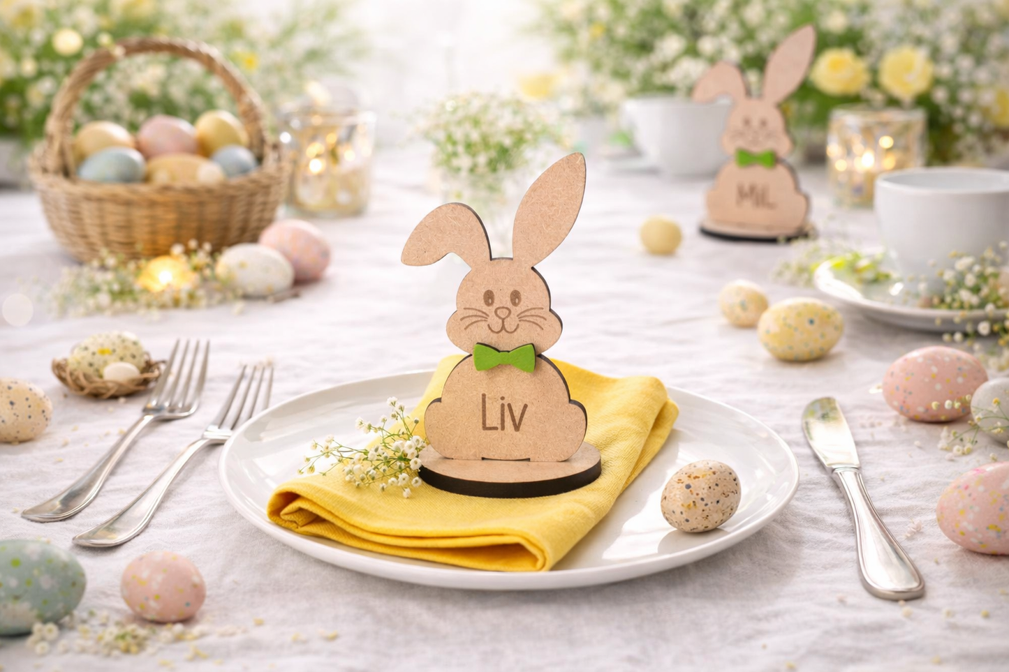 Punkie de Paashaas – houten plaatshouder voor een gezellige paastafel