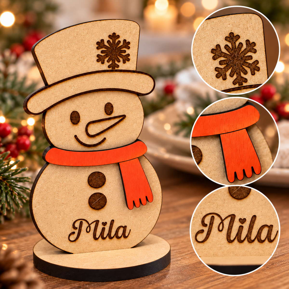 Frosty sneeuwman met naam gegraveerd – persoonlijk kerstcadeau