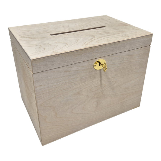 Houten enveloppenkist laag model met slot – gepersonaliseerd cadeau voor communie of feest
