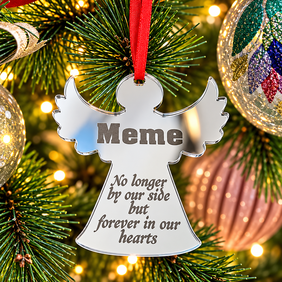 Kerstengel hanger in zilver of goud plexiglas – gepersonaliseerd met naam