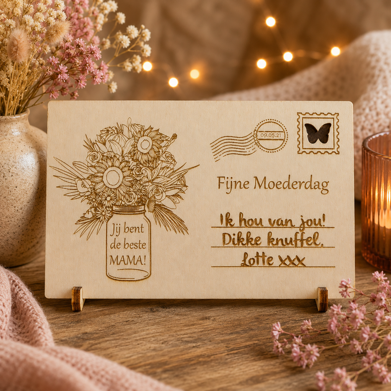 Houten postkaart "Jij bent de beste MAMA"