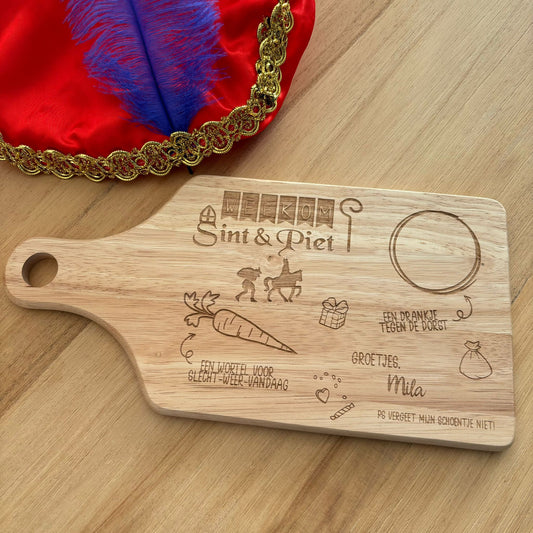 Gepersonaliseerd Sint en Piet plankje met naam van het kind