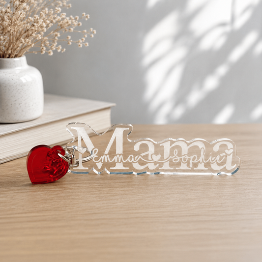Gepersonaliseerde mama sleutelhanger met kindernamen
