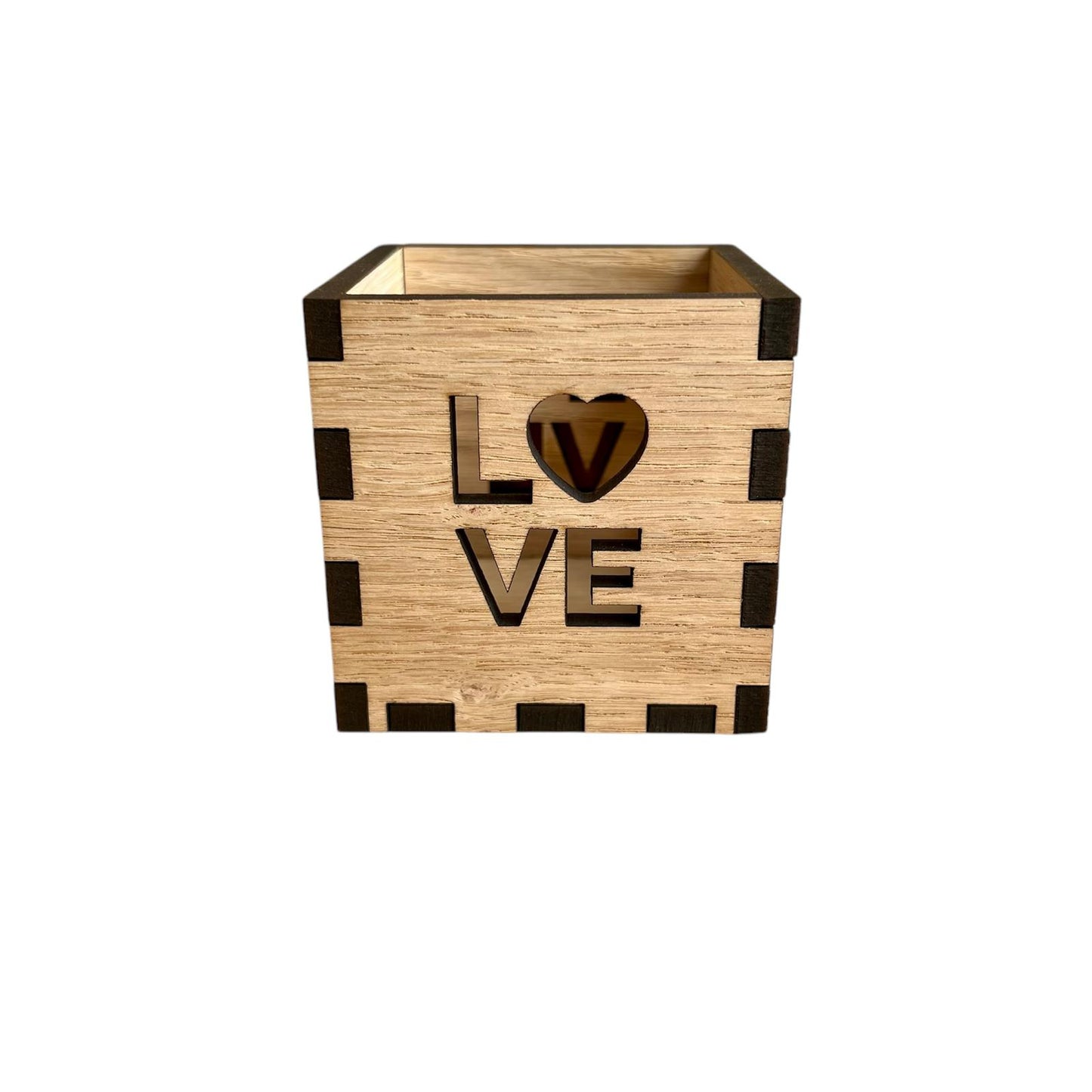 Houten Theelichthouder met Gravure – Perfect voor Valentijn