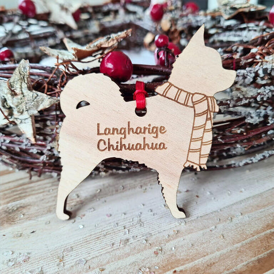 Gepersonaliseerde Chihuahua Langharig Kersthanger