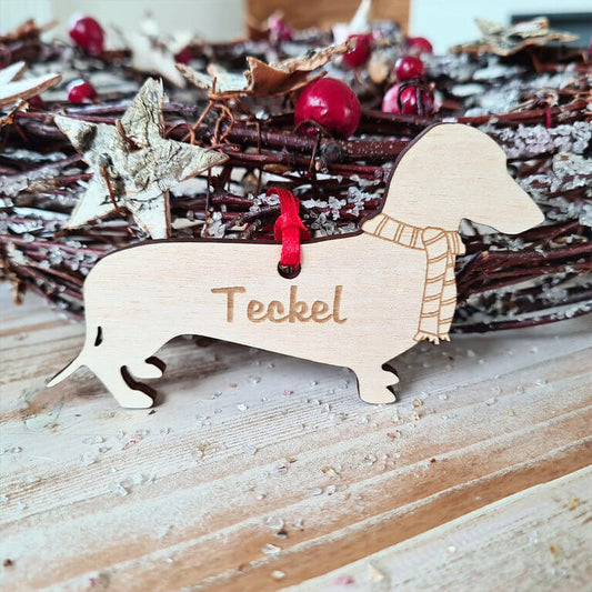 Gepersonaliseerde Teckel Kersthanger