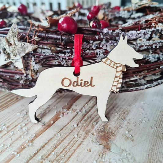 Mechelse Herder kersthanger – gepersonaliseerd kerstboomornament met naam
