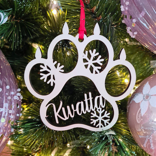 Kattenpoot engel kersthanger – gepersonaliseerd kerstboomornament met naam