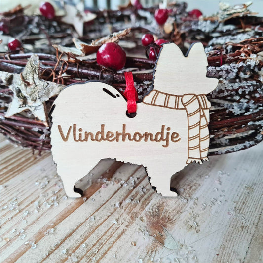 Gepersonaliseerde Vlinderhondje Kersthanger