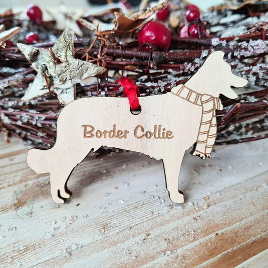 Gepersonaliseerde Border Collie Kersthanger