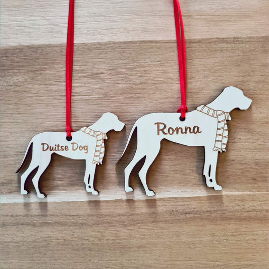 Duitse Dog kersthanger – gepersonaliseerd kerstboomornament met naam