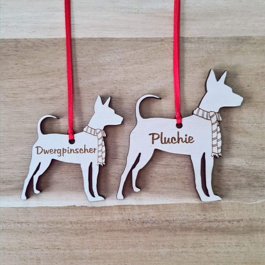 Dwergpinscher kersthanger – gepersonaliseerd kerstboomornament met naam