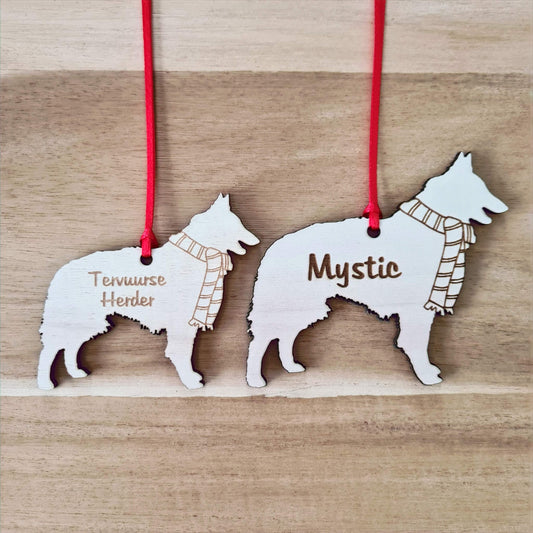 Tervuurse Herder kersthanger – gepersonaliseerd kerstboomornament met naam