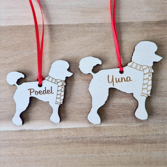 Poedel kersthanger – gepersonaliseerd kerstboomornament met naam
